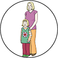 Grafik einer Mutter mit ihrer Tochter
