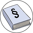 Grafik eines Buches mit einem Paragraphen-Symbol darauf