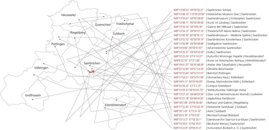 Karte der vernetzten Orte der Kunst und Kultur im Regionalverband