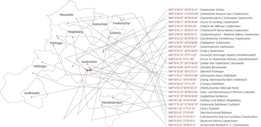 Netzwerk Kulturorte Karte der vernetzten Orte der Kunst und Kultur im Regionalverband