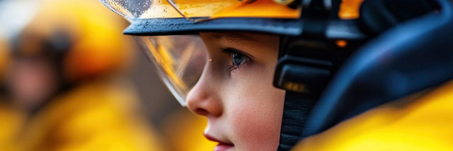 Young Firefighter in Protective Gear