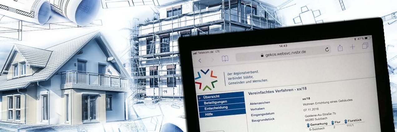 Internetseite Digitaler Bauantrag auf einem Tablet geöffnet