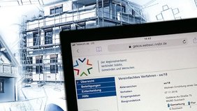 Internetseite Digitaler Bauantrag auf einem Tablet geöffnet