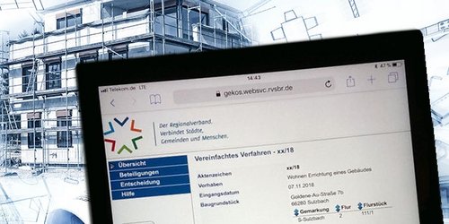 Internetseite Digitaler Bauantrag auf einem Tablet geöffnet