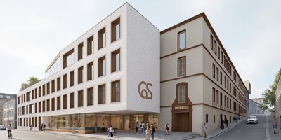 Ansichicht der geplanten Erweiterung des Gymnasiums am Schloss aus der Perspektive von der Talstraße