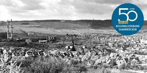 Historische Schwarz Weiß Aufnahme mit Blick auf Kleinblittersdorf