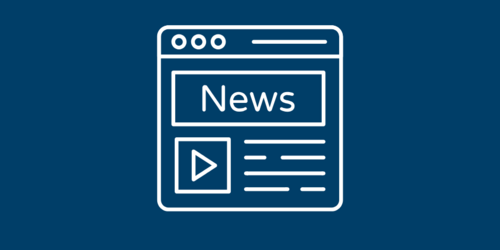 Das Bild zeigt eine stilisierte Nachrichten-Internetseite mit dem Wort "News". Daneben steht der Begriff "Media Center" (auf deutsch: "Medien Zentrum").