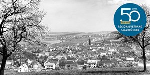 Historische Schwarz Weiß Aufnahme mit Blick auf Riegelsberg