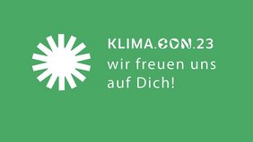 Klimaschutz-Convention-Logo mit Einladung vorbeizukommen