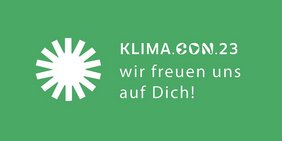 Klimaschutz-Convention-Logo mit Einladung vorbeizukommen