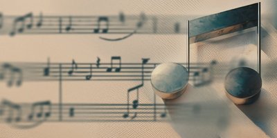 Kulturpreis für Musik Ein großer Notenschlüssel vor einem Notenblatt im Hintergrund