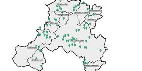 Das Bild zeigt eine Grafik mit den von Änderungen betroffenen Orten im Flächennutzungsplan für den Regionalverband Saarbrücken.