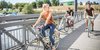 Stadtradeln Drei Fahradfahrende Menschen am Saarbrücker Osthafen